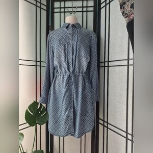 Max Jeans Navy Geometric Long Sleeve Dress